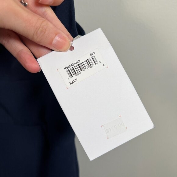 Gal Meets Glam Nicole Jumpsuit Size 4 Navy Blue Cropped Wide Leg Square Neckline - Picture 6 of 13